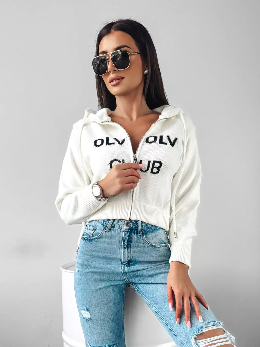 Olavoga Club ekrü kardigán