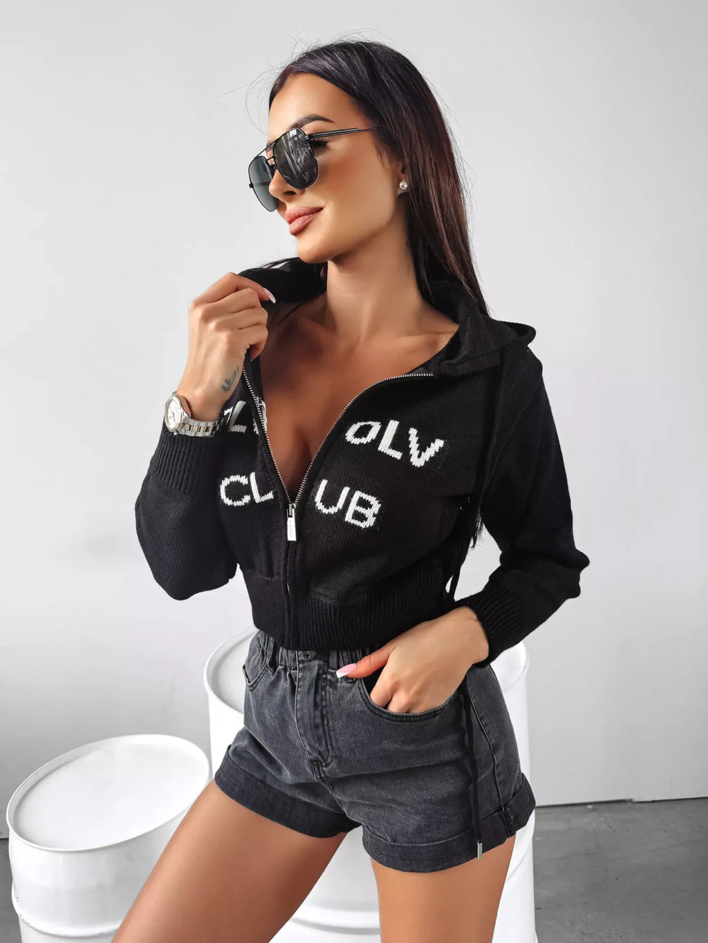Olavoga Club fekete kardigán